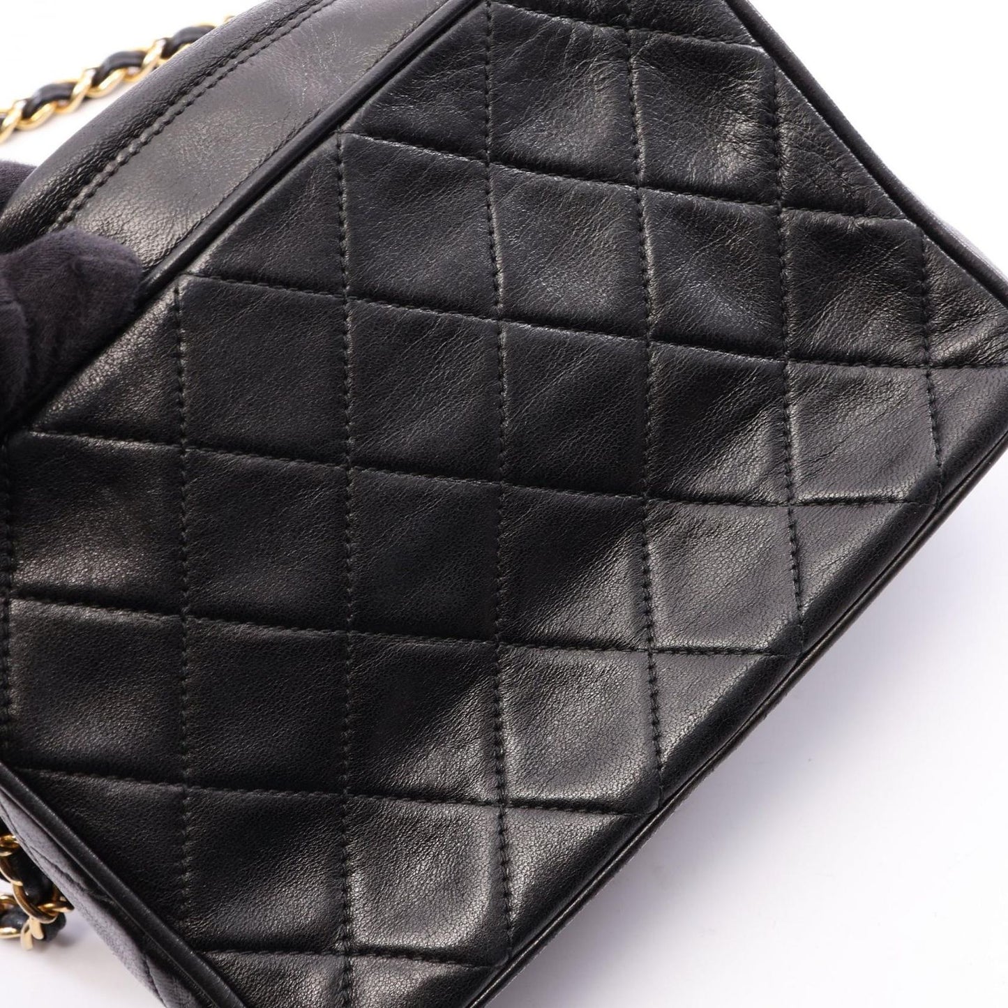 Chanel Shoulder Bag Diamond Stitch Mini Tassel Black Lambskin Quilted Fringe — view 9
