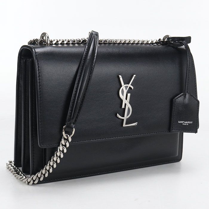 Saint Laurent Sunset YSL Monogram Shoulder Bag Leather