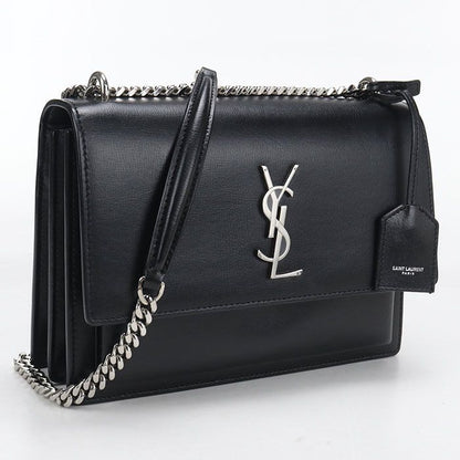 Saint Laurent Sunset YSL Monogram Shoulder Bag Leather