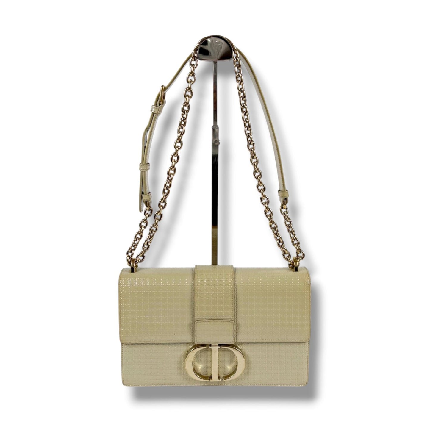Dior 30 Montaigne 2-Way Chain Shoulder Bag Patent Leather Beige Cream CD Logo — view 2
