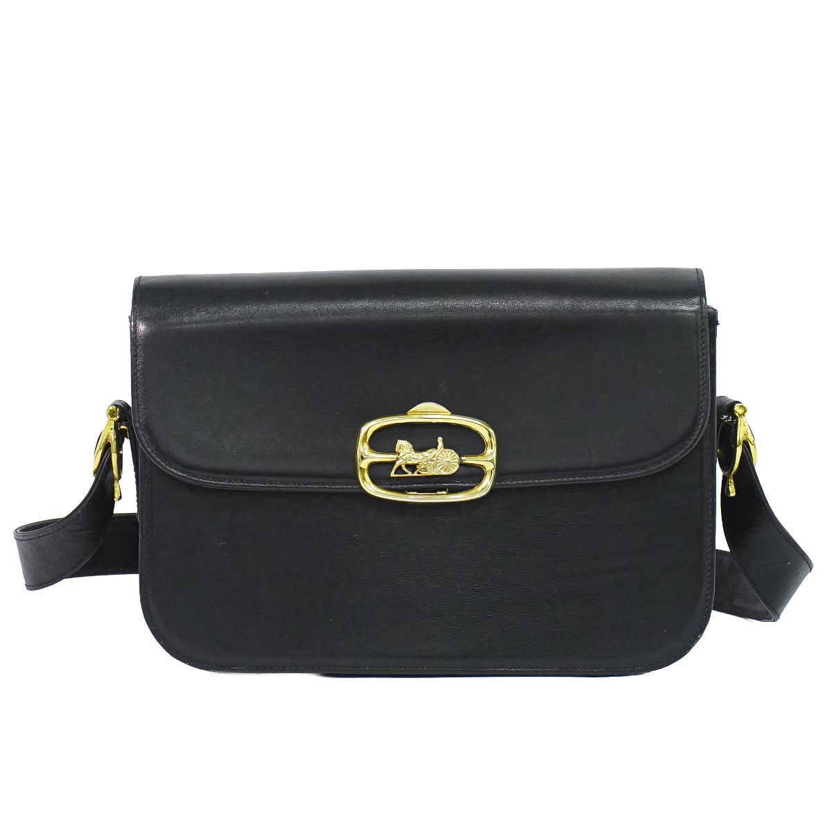 Celine Carriage Shoulder Bag Leather Black