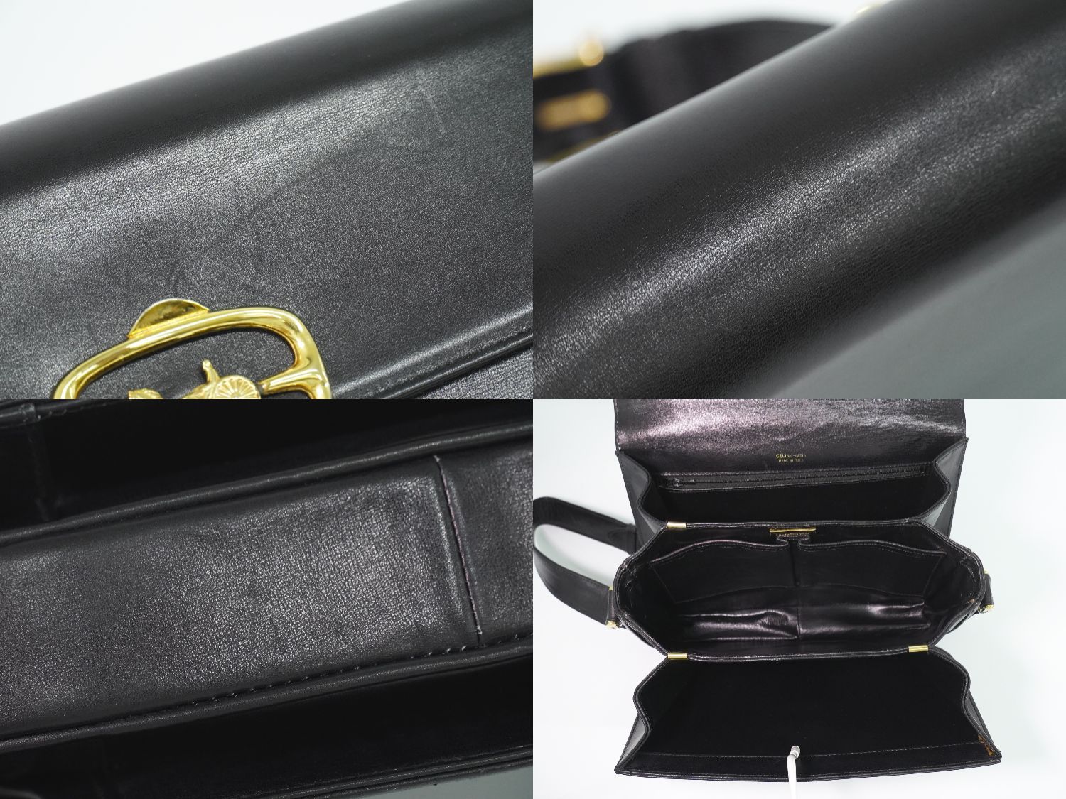 Celine Carriage Shoulder Bag Leather Black — view 8