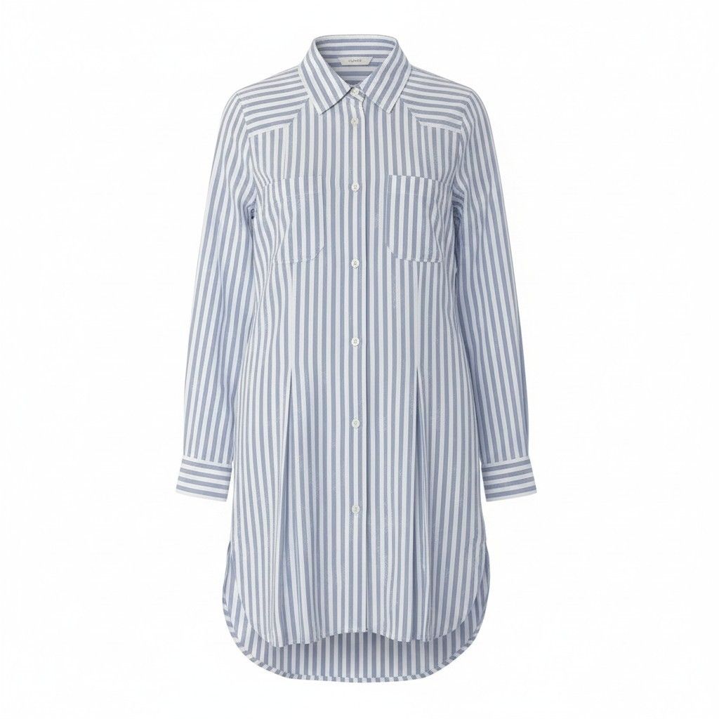 Chanel Sports CC Logo Jacquard Shirt Dress 36 Blue White