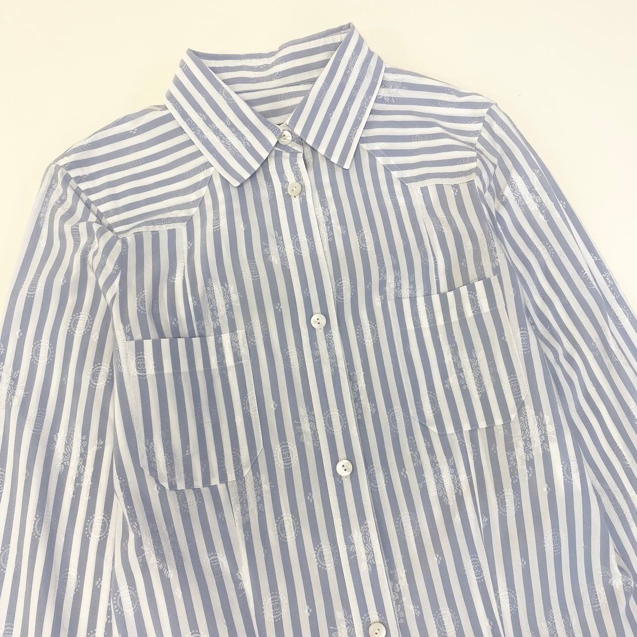 Chanel Sports CC Logo Jacquard Shirt Dress 36 Blue White — view 4