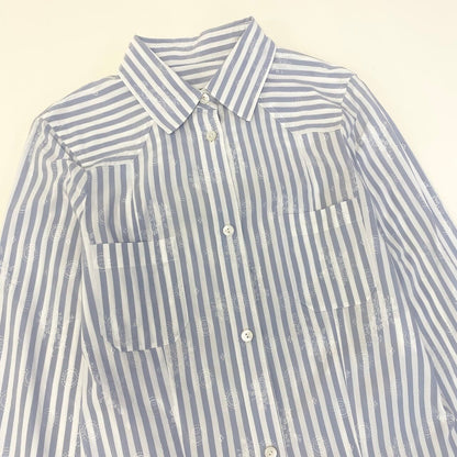 Chanel Sports CC Logo Jacquard Shirt Dress 36 Blue White — view 4