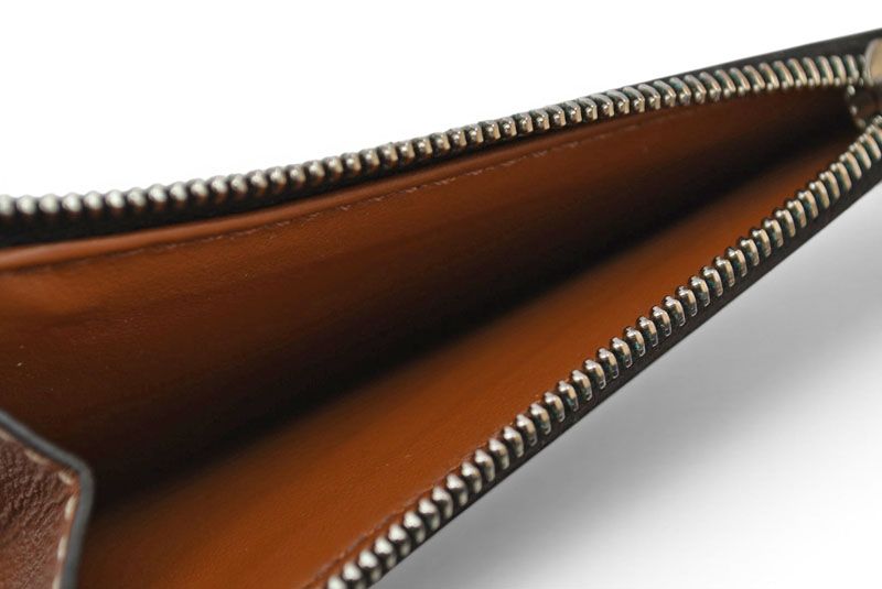 Celine Coin Case Card Holder Zipped Triomphe Canvas Lambskin Brown — view 5
