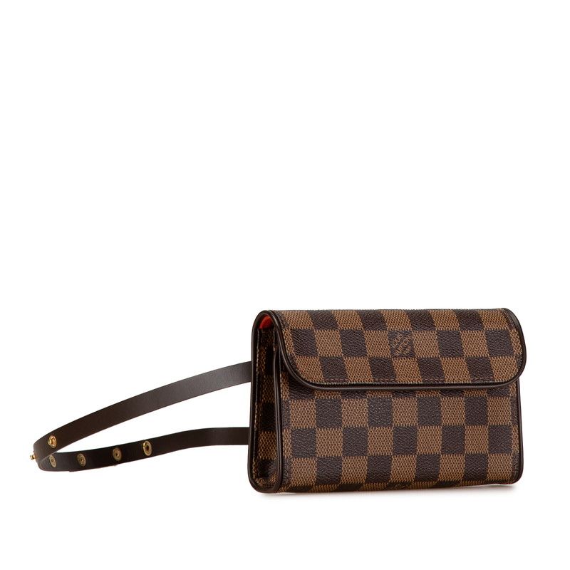 Louis Vuitton Damier Pochette Florentine Waist Bag Pouch Brown Leather — view 2
