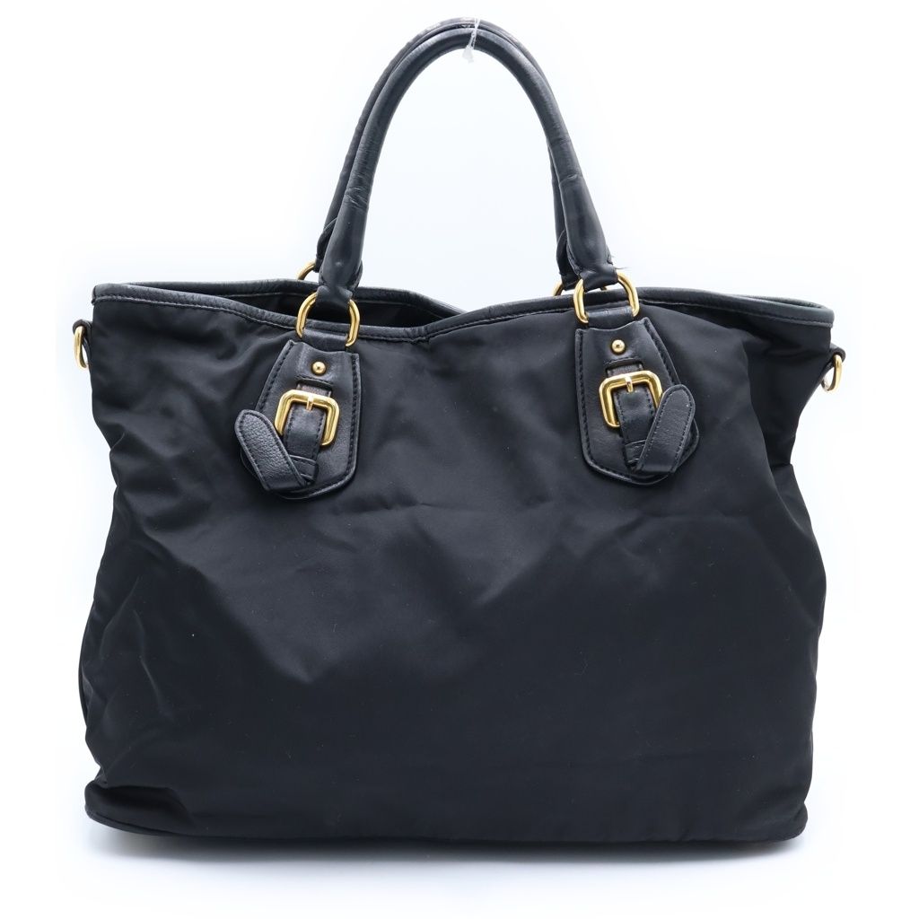 Prada Triangle Logo Tessuto Handbag Black — view 2
