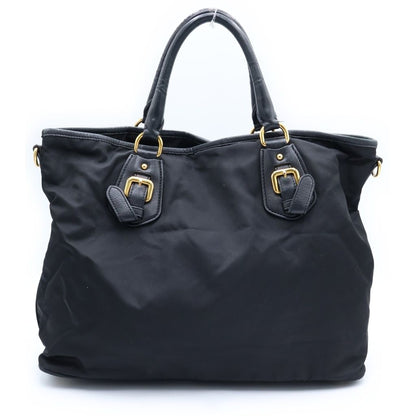 Prada Triangle Logo Tessuto Handbag Black — view 2