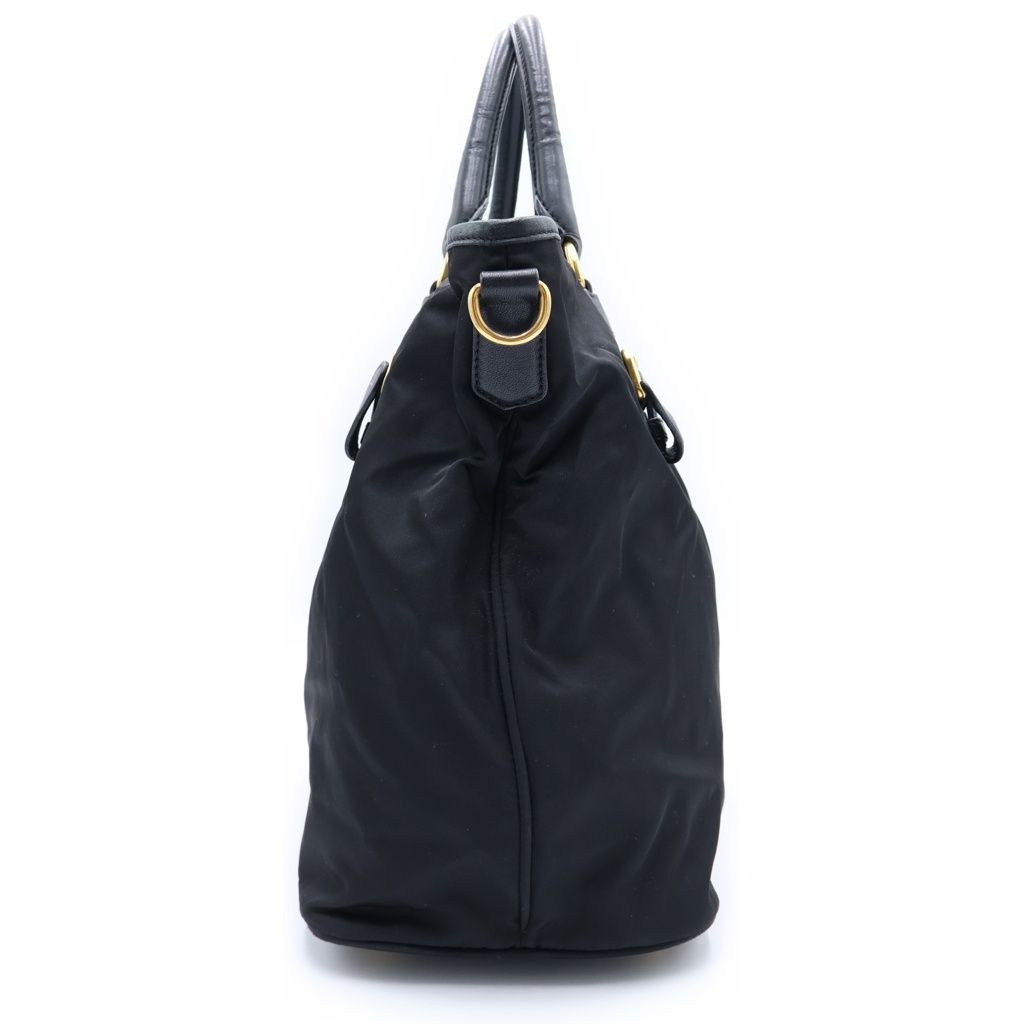 Prada Triangle Logo Tessuto Handbag Black — view 3