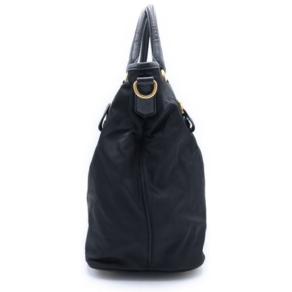 Prada Triangle Logo Tessuto Handbag Black — view 3
