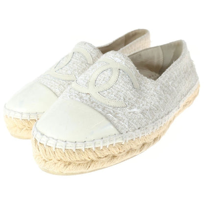 Chanel Espadrilles Tweed Patent Low Cut Sneakers Slip Ons Beige — view 2
