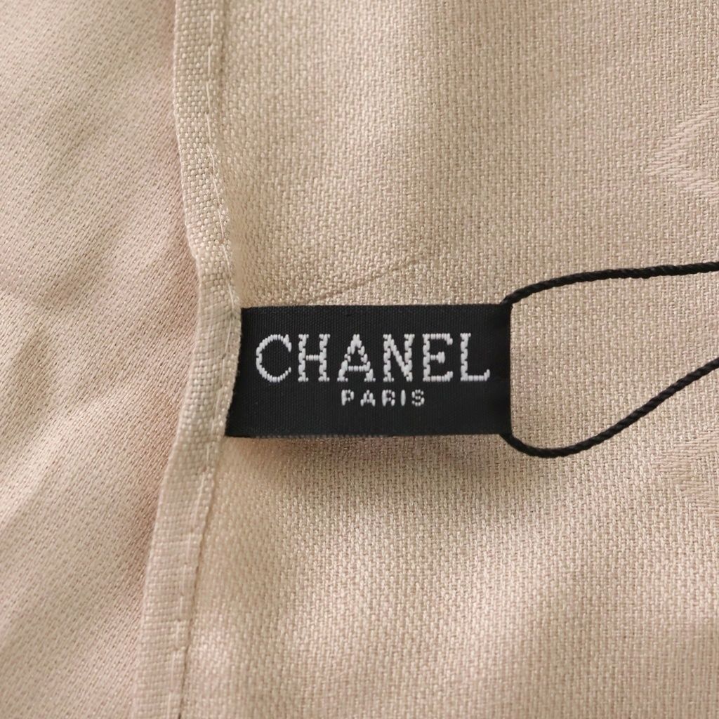 Chanel Camellia Silk Shawl Pink Beige Scarf — view 4