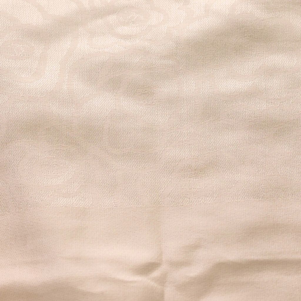 Chanel Camellia Silk Shawl Pink Beige Scarf — view 2