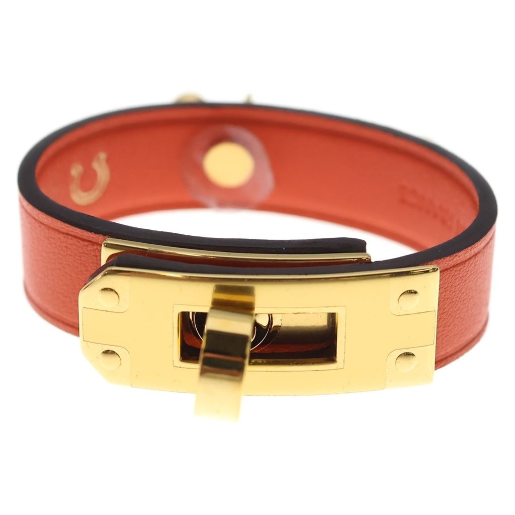 Hermes Kelly Leather Glove Holder Orange Gold Gloves — view 4