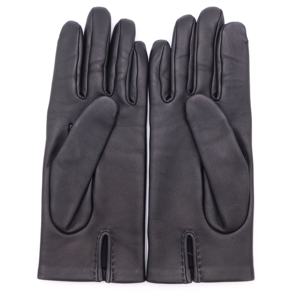 Hermes Lambskin Leather Gloves Black — view 2