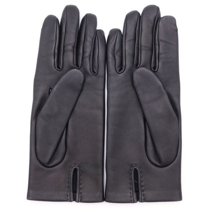 Hermes Lambskin Leather Gloves Black — view 2