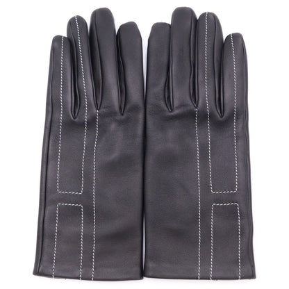 Hermes Lambskin Leather Gloves Black
