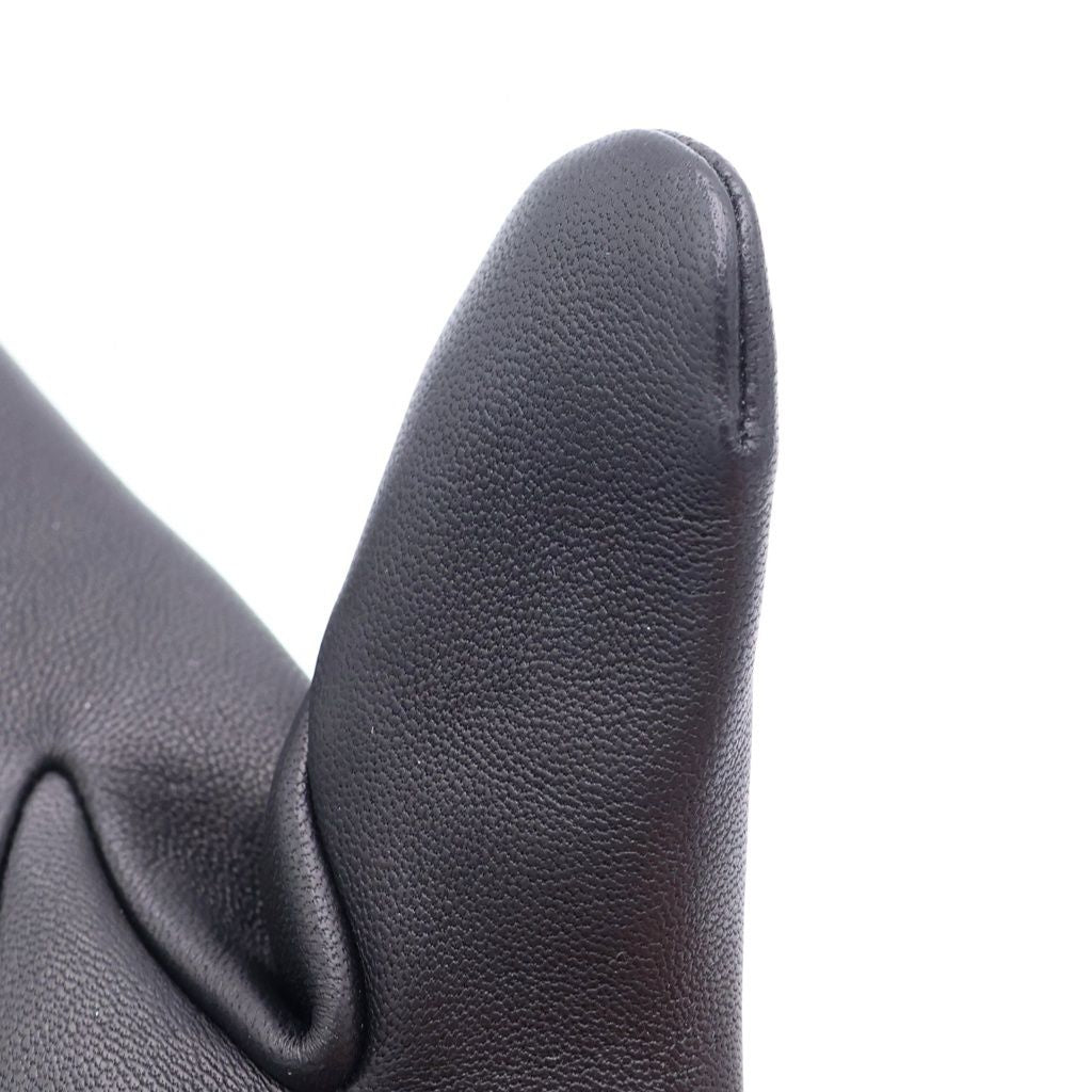 Hermes Lambskin Leather Gloves Black — view 6