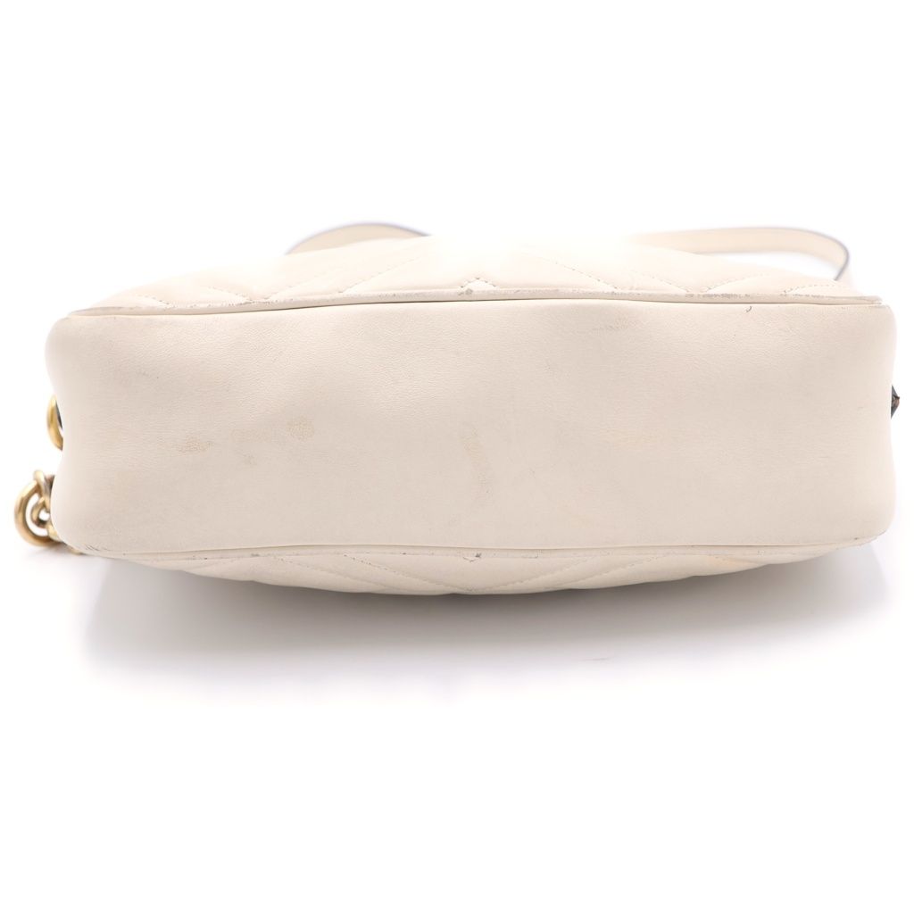 Gucci GG Marmont Chain Mini Shoulder Bag White Leather Gold — view 4