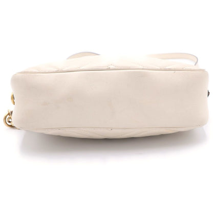 Gucci GG Marmont Chain Mini Shoulder Bag White Leather Gold — view 4