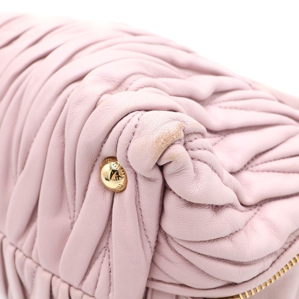 Miu Miu Matelasse 2-Way Shoulder Bag Pink Leather Gold — view 6