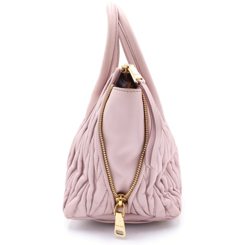 Miu Miu Matelasse 2-Way Shoulder Bag Pink Leather Gold — view 3