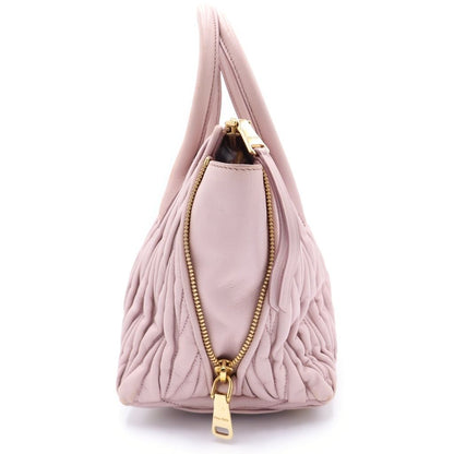 Miu Miu Matelasse 2-Way Shoulder Bag Pink Leather Gold — view 3