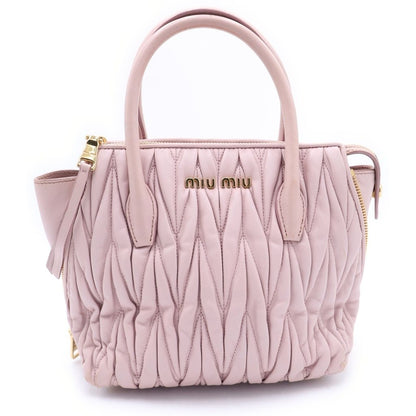 Miu Miu Matelasse 2-Way Shoulder Bag Pink Leather Gold