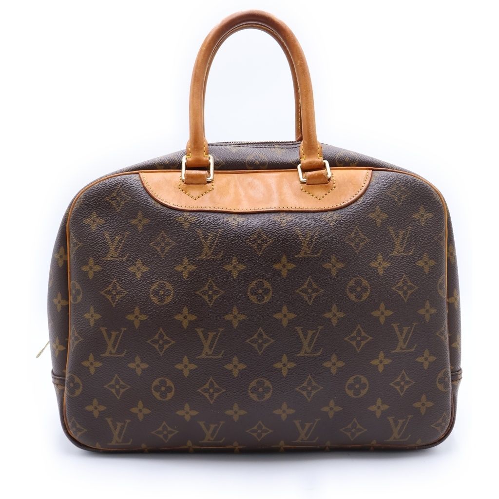 Louis Vuitton Monogram Deauville Handbag Brown Leather Gold — view 2