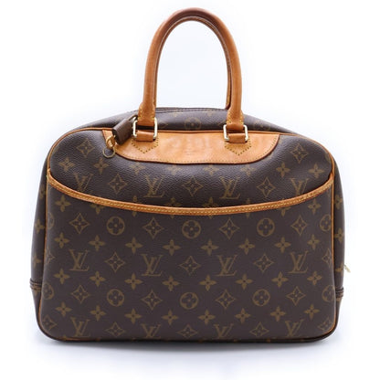 Louis Vuitton Monogram Deauville Handbag Brown Leather Gold