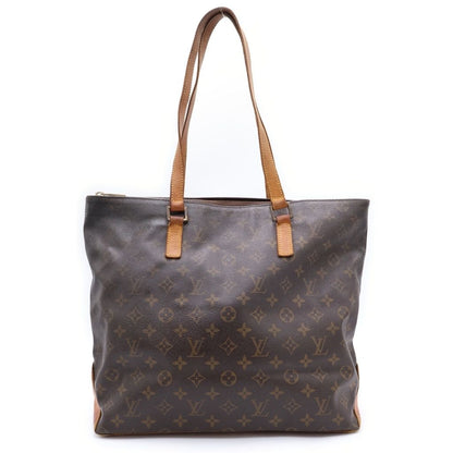 Louis Vuitton Monogram Cabas Mezzo Tote Brown Leather Gold