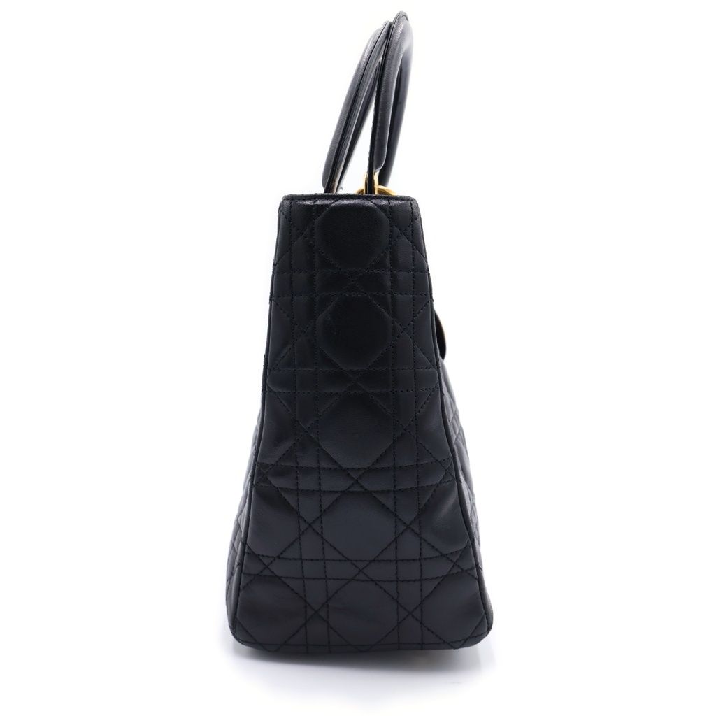 Dior Lady Quilted Bag Handbag Black Leather Gold — view 3