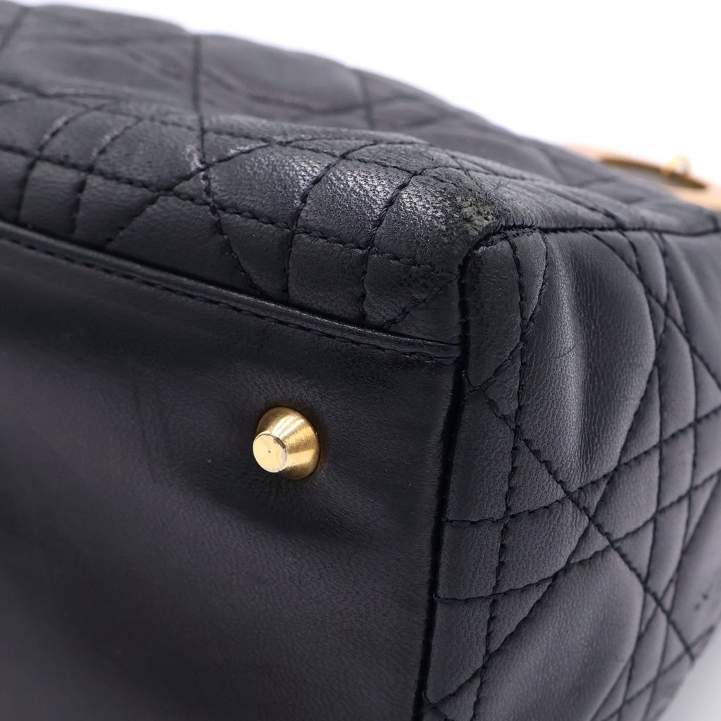 Dior Lady Quilted Bag Handbag Black Leather Gold — view 6