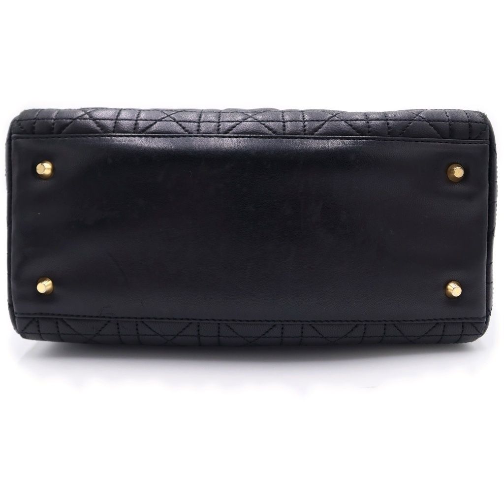 Dior Lady Quilted Bag Handbag Black Leather Gold — view 4