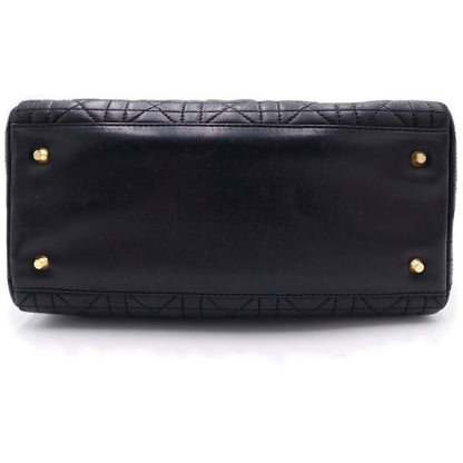 Dior Lady Quilted Bag Handbag Black Leather Gold — view 4