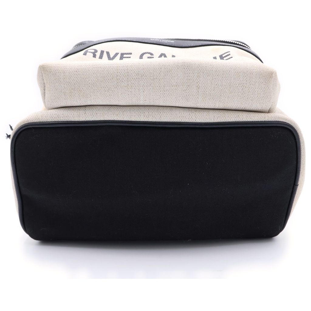 Saint Laurent Paris Ribe Goche Backpack Black Ivory Leather Canvas Silver — view 4
