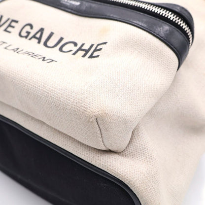 Saint Laurent Paris Ribe Goche Backpack Black Ivory Leather Canvas Silver — view 6