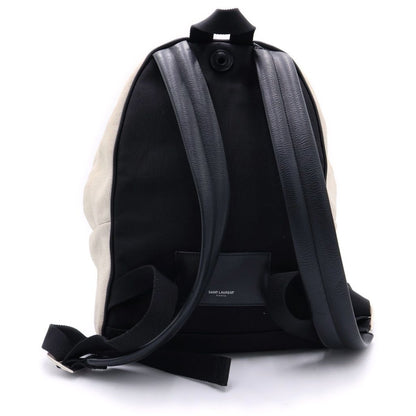 Saint Laurent Paris Ribe Goche Backpack Black Ivory Leather Canvas Silver — view 2