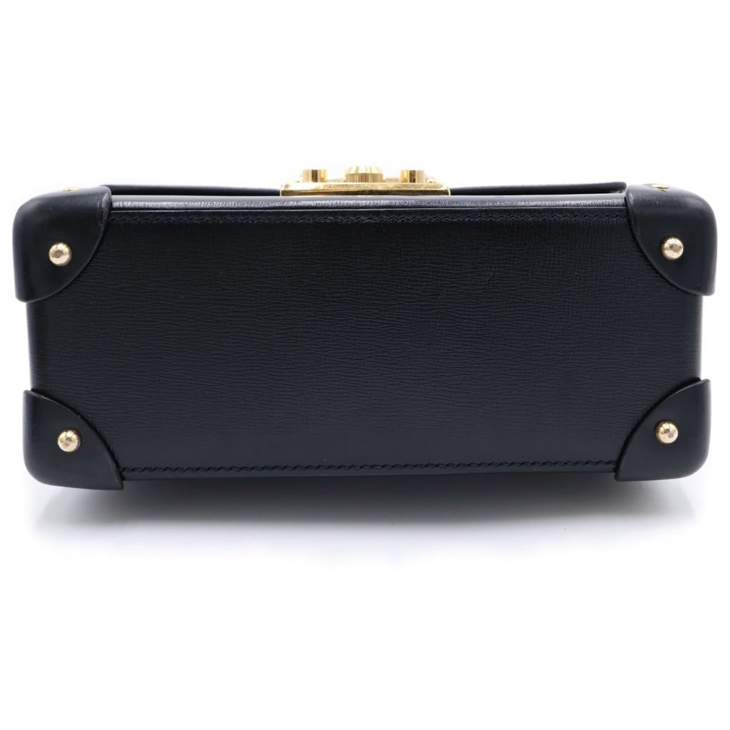 Gucci Padlock Bamboo Handle Paddle Lock Leather Shoulder Bag Black — view 4