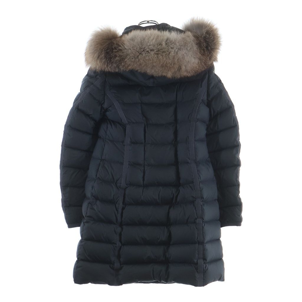 Moncler Hermine Furred Long Down Coat Gray — view 2