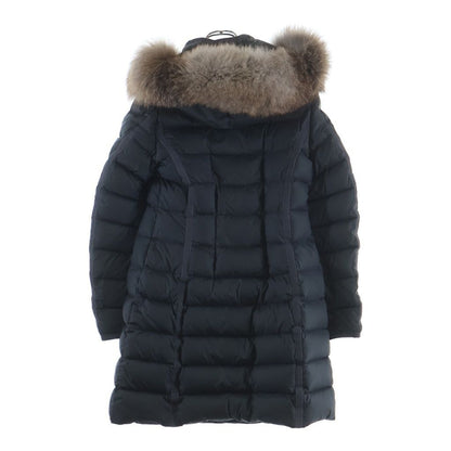 Moncler Hermine Furred Long Down Coat Gray — view 2