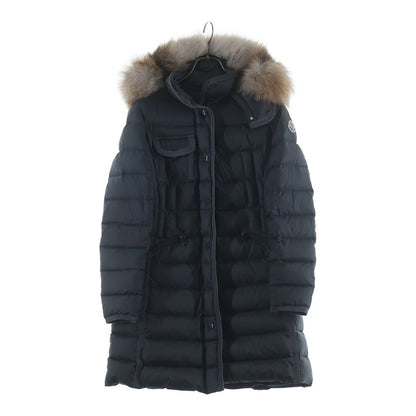 Moncler Hermine Furred Long Down Coat Gray