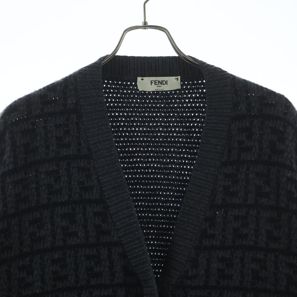 Fendi Zucca Pattern Knit Cardigan Gray 40 — view 3