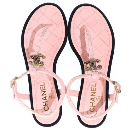 Chanel CC Logo Sandals Pink — view 4