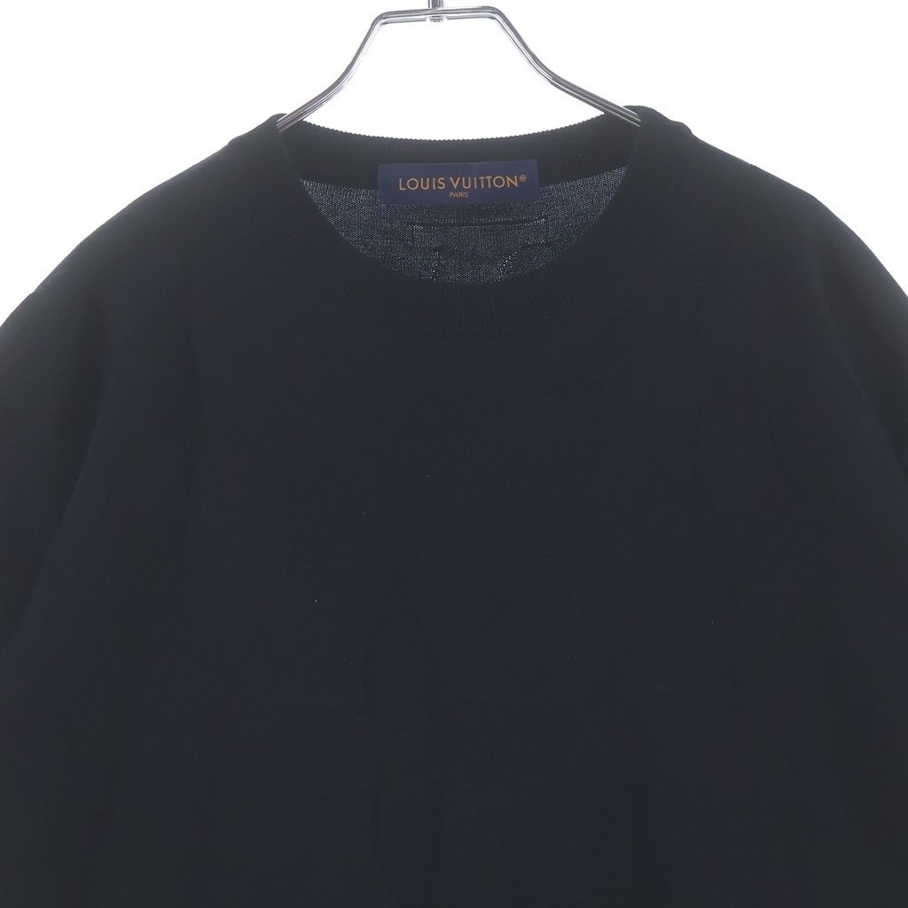 Louis Vuitton Monogram Short Sleeve Cotton Crew Neck Short Knit T-Shirt Black — view 3