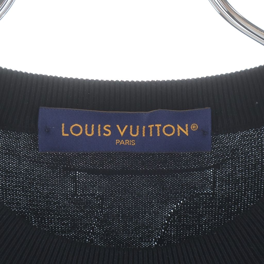 Louis Vuitton Monogram Short Sleeve Cotton Crew Neck Short Knit T-Shirt Black — view 6