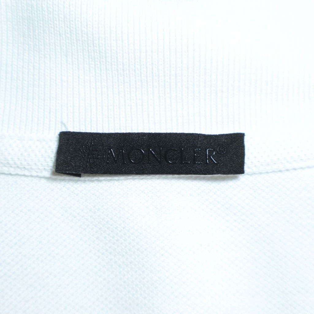 Moncler SS Polo Rubber Logo Short Sleeve Shirt White — view 7