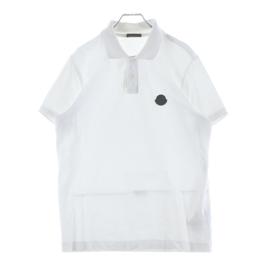 Moncler SS Polo Rubber Logo Short Sleeve Shirt White
