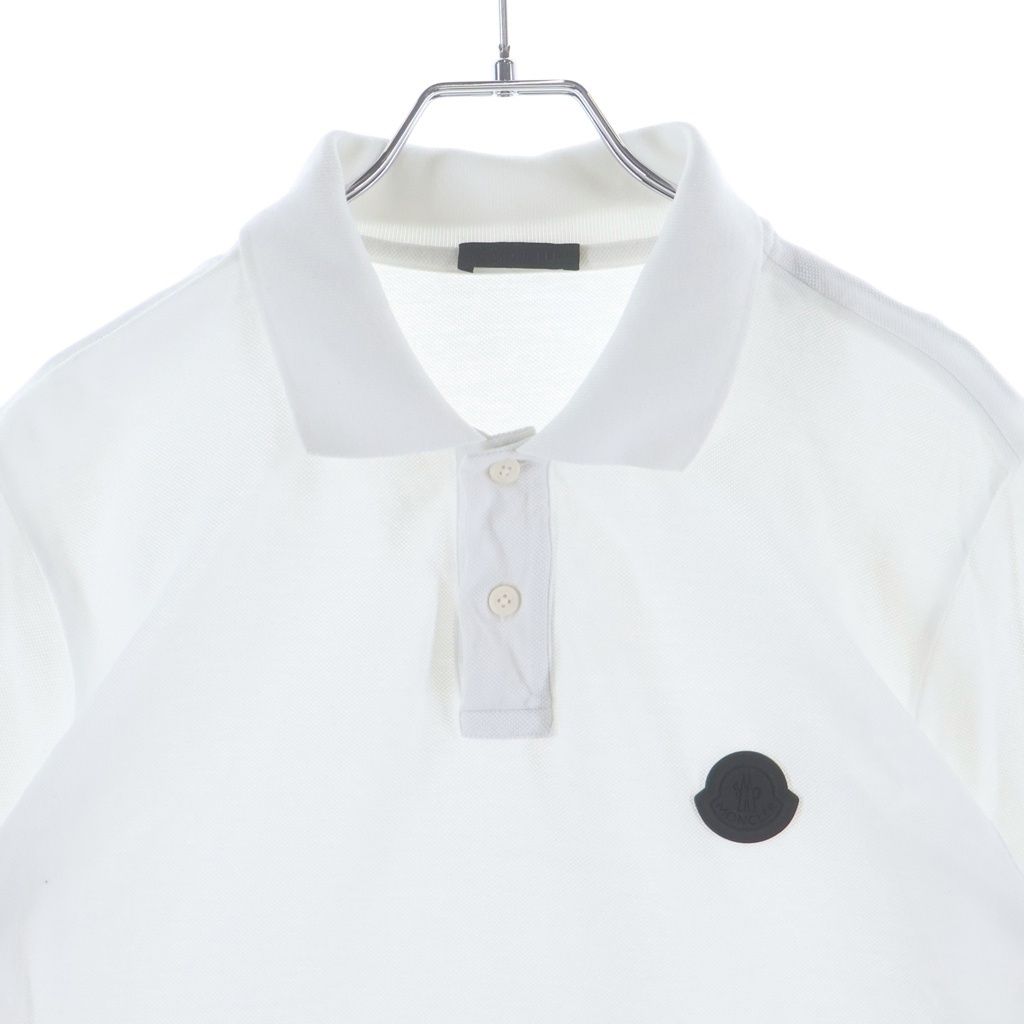 Moncler SS Polo Rubber Logo Short Sleeve Shirt White — view 3